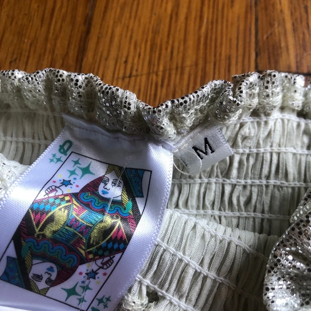 Queen of Sparkles Silver Glitter Swing Shorts New with Tags - Picture 6 of 7